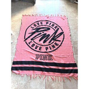 Victoria's Secret LOVE PINK Throw Beach Blanket Spellout 46 X 54